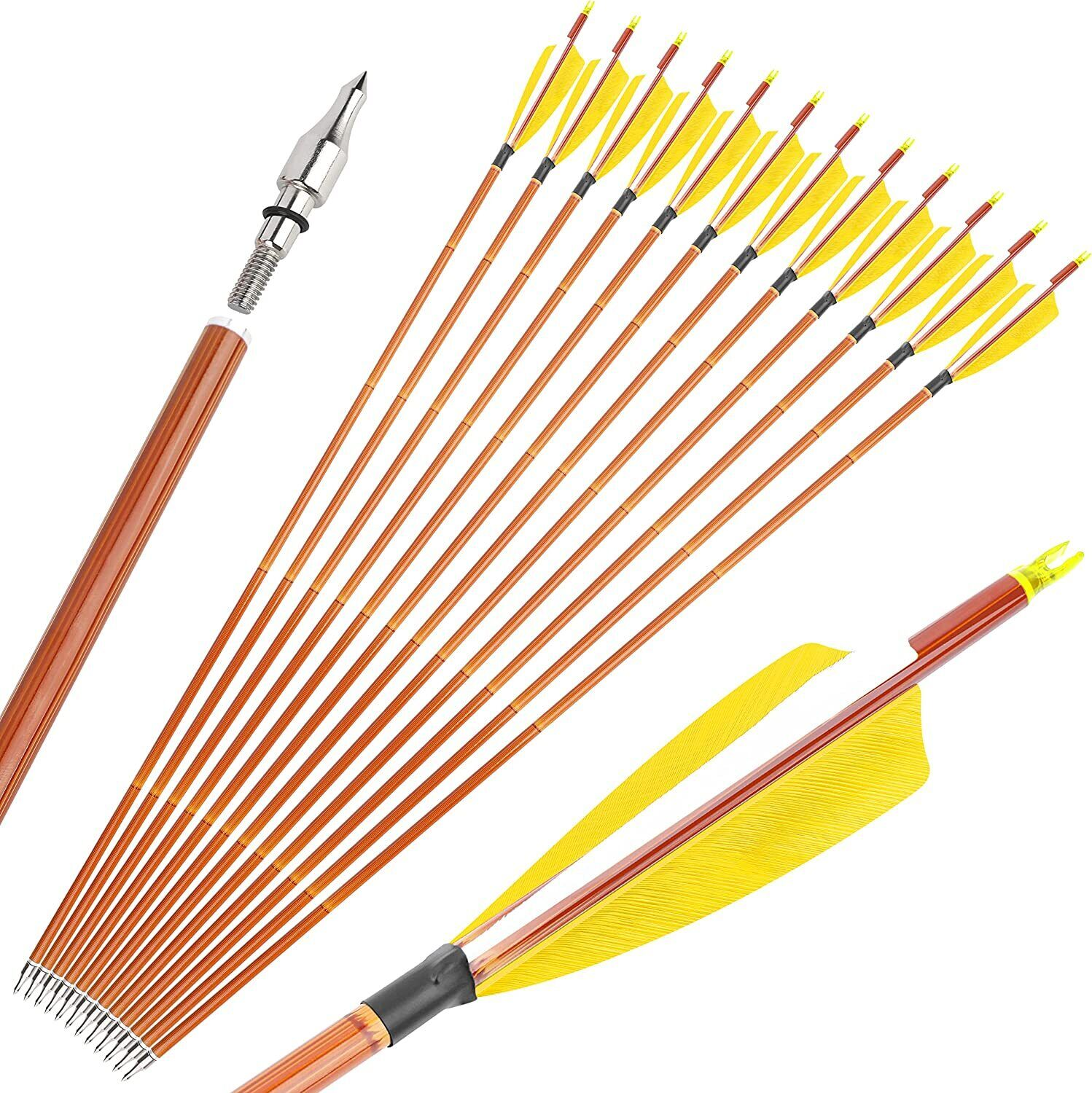 12pcs Archery 30" Carbon Arrows 4" Feathers SP500 Compound Recurve Bow Target Hunting